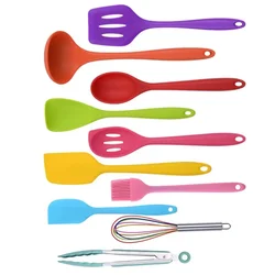 10 - Piece Silicone Kitchen Tool Set - Cooking and Baking Essentials - 10 PCS (Multicolor)