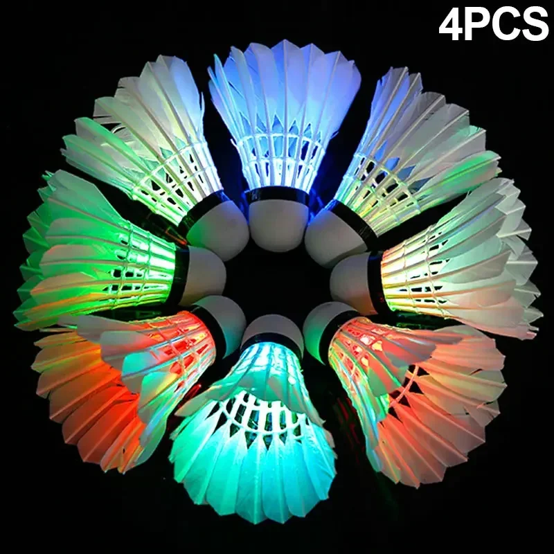 4pcs Lighting Badminton Dark Night Colorful LED Lighting Sport Badminton Light Spot Shuttlecock Accessory Red/Green/Blue/Colored badminton shuttlecock badminton ball