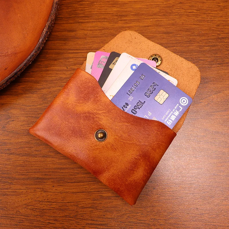 Credit/ID Card Case Genuine Leather Handmade High Quality Men Retro Small Wallet Bus/Name Card Holder Leather Women Card Wallet