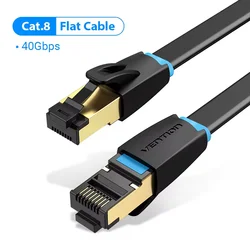 High-Speed Cat8 Ethernet Cable - 40Gbps 2000MHz RJ45 Network LAN Patch Cord - 0.5m (PVC Flat Cable)