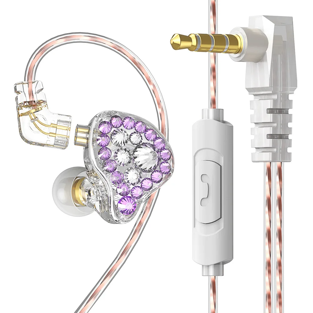 Q2Pro In Ear Monitor Cuffie Ragazze Diamante Incrostato Hifi Auricolare Ritorno 3M Cavo Intercambiabile Computer Mobile 3.5Mm