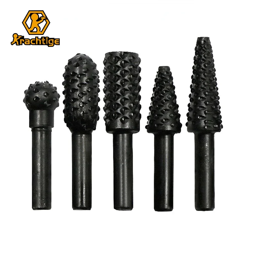 Krachtige 5Pcs 6mm Shank Rotary Rasp Grinding Head Woodworking Cutter Drill Bits Power Tools