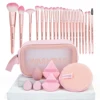 41887-d7529e.jpg MAANGE 27pcs Makeup Tools Kit 20pcs Foundation Contour Blush Brush Set with Triangle Powder Puff Makeup Remover Puff Travel Bag