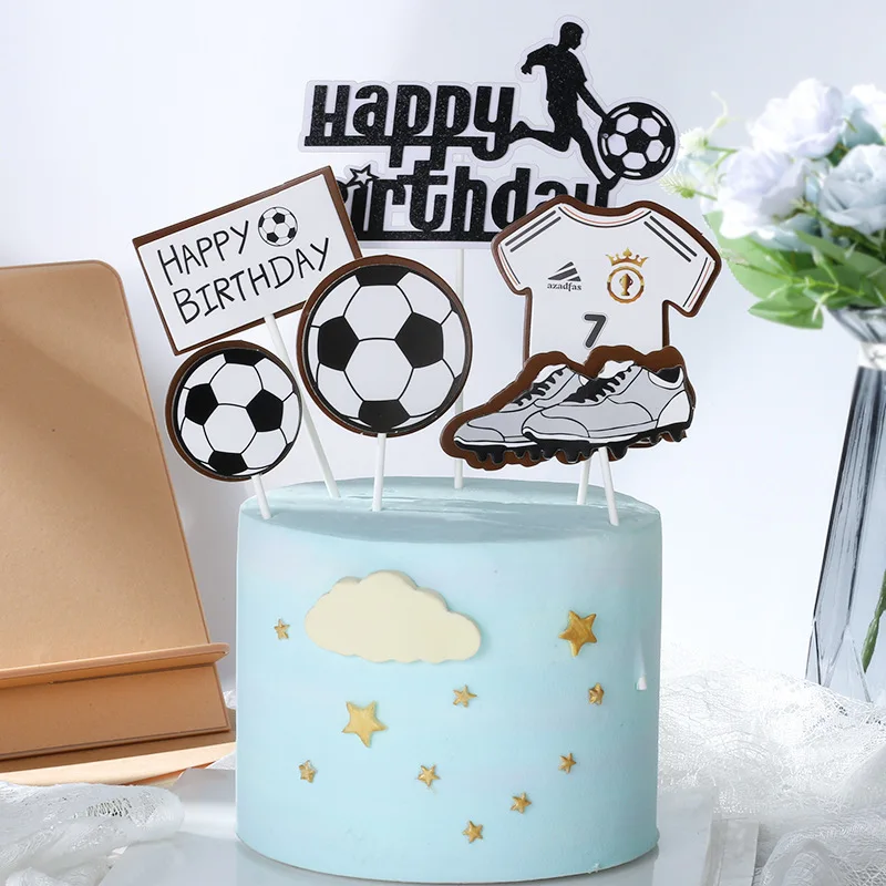 サッカー サッカーボール ケーキ トッパー アクリル デコレーション ケーキトッパー 誕生日ケーキ