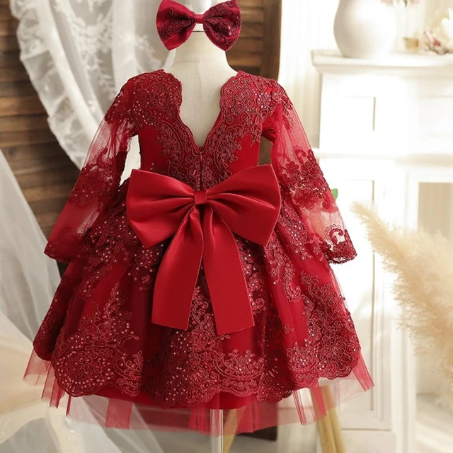 NNJXD Girl Dress Kids Ruffles Lace Party Wedding Dresses Size (130) 5-6  Years Flower Red : Amazon.in: Clothing & Accessories