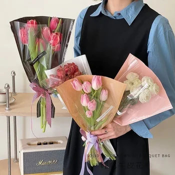 멀티 부케 장미 꽃 포장 가방, 방수 OPP 꽃 가방, 꽃 포장 가방, 발렌타인 데이 웨딩 파티 장식, 20 개