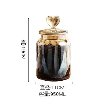 Airtight Sealed Jar With Heart Lid Large Glass Amber - Temu