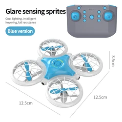 Mini Drone with LED Lights and Obstacle Avoidance - Stunt Flying Toy (Blue)