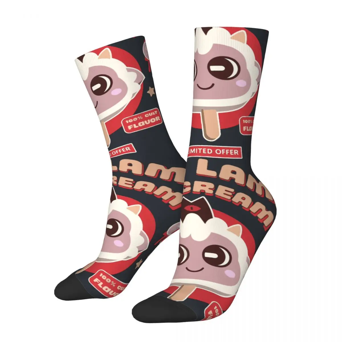 Divertente Crazy Compression Ice Cream Sock For Men Hip Hop Harajuku Cult Of The Lamb Goat Happy Quality Pattern Printed Boys