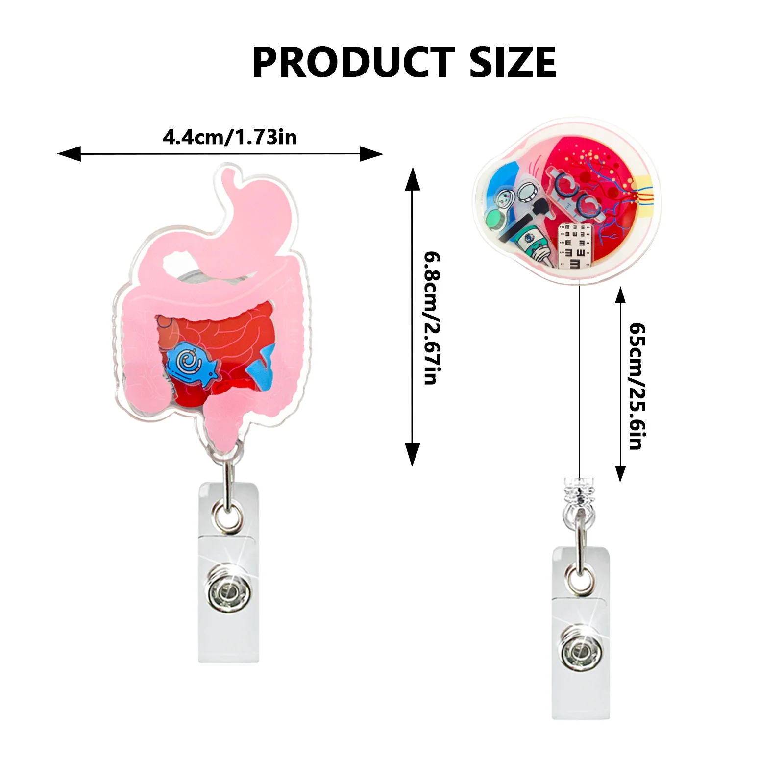 Shake-Shake Flowing Sand Acrylic Badge Holder ID Card Holder Badge Reel Gift for Nurses
