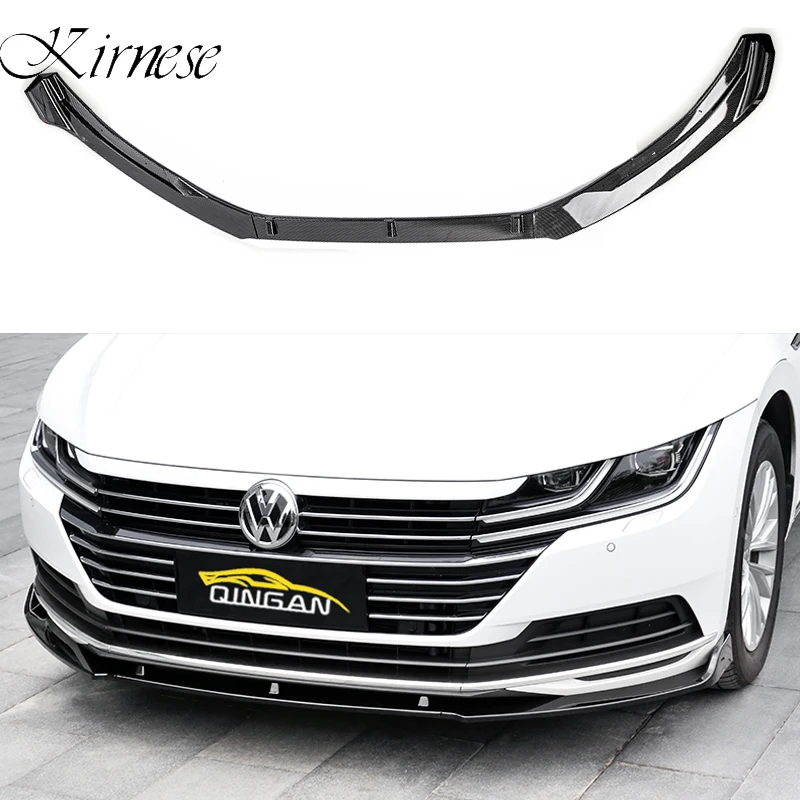 Paraurti Anteriore Lip Splitter Per Vw Volkswagen Arteon Cc 4 Porte 2018 2019 3 Pz/Set Pp Nero