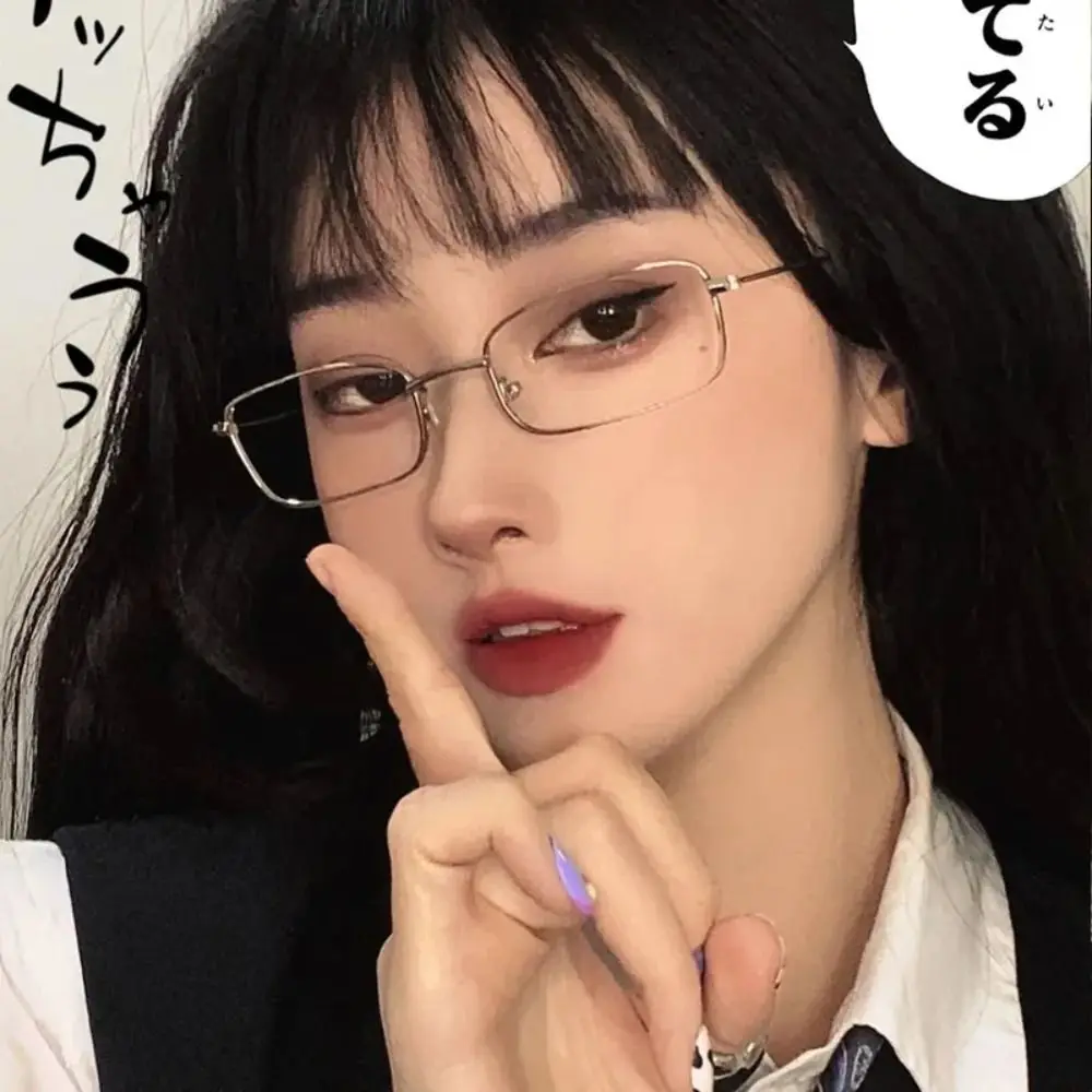 

Oversized Japanese Harajuku Glasses Gold Silver Black Anti-blue Decorative Glasses Metal Vision Care Anti-blue Glasses
