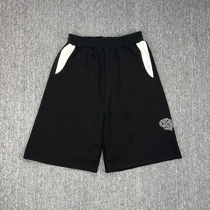 Top Quality Cotton Casual Fashion Logo Embroidery Mertra Shorts Men Women Blue Gray Black Drawstring Patchwork Breeches With Tag 3