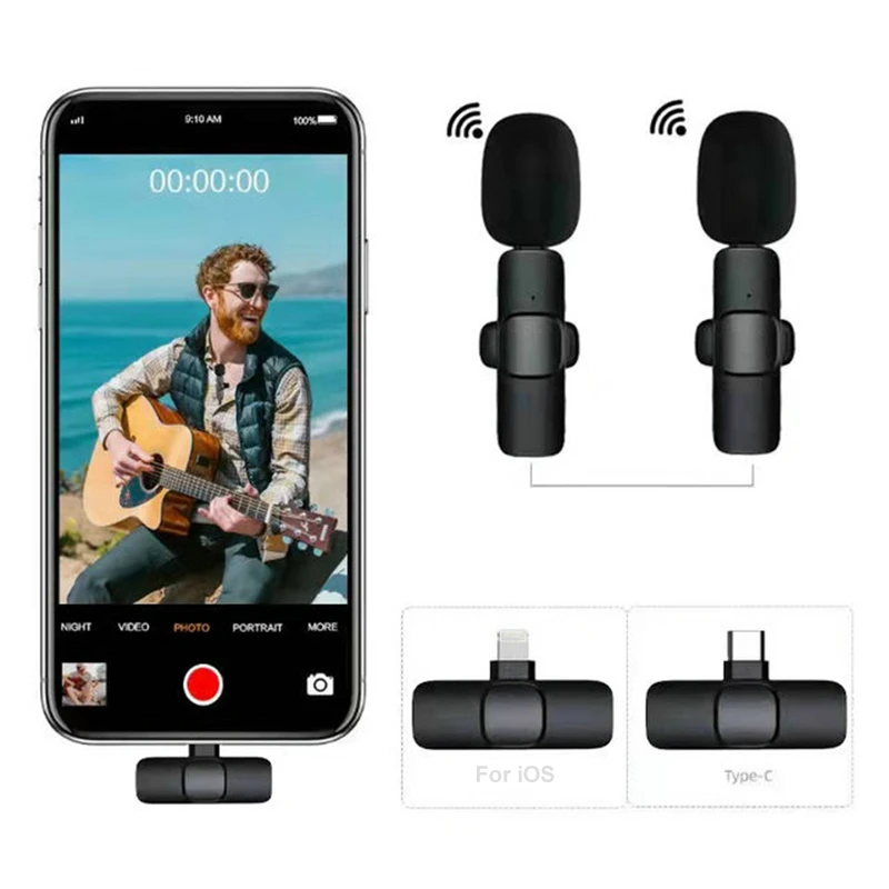 Wireless Lavalier Microphone Broadcast Lapel Microphones Set Short Video Recording Chargeable Handheld Microphone Live Streaming gaming mic
