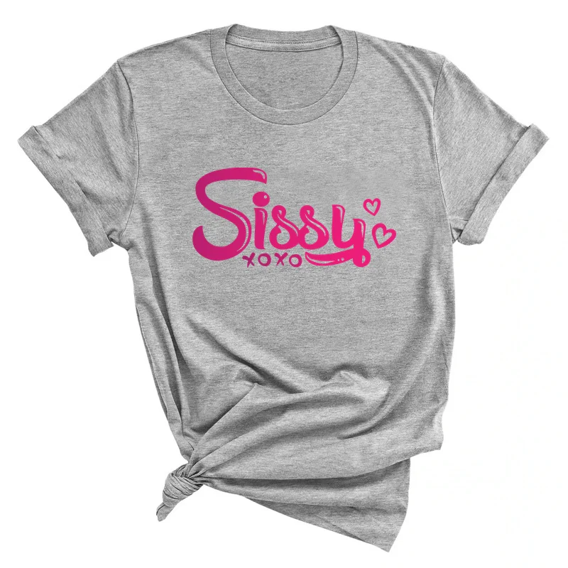 Plus Size Sissy Letter Print Oversized Kawaii T-Shirt
