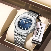 POEDAGAR mode carré Quartz homme horloge étanche lumineux Date montres en acier inoxydable pour hommes de luxe hommes d'affaires montre-bracelet 1