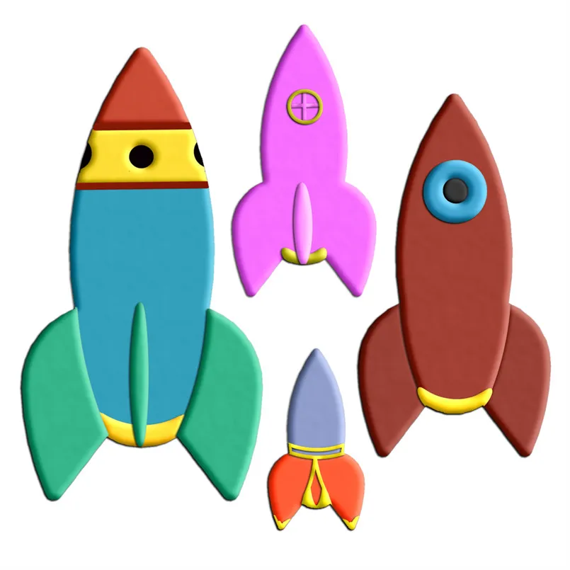 Four Specifications Cartoon Aerocraft Carrier Rocket Plastic Mold Cake Fondant Tools Cookie Sushi and Fruits Cutters