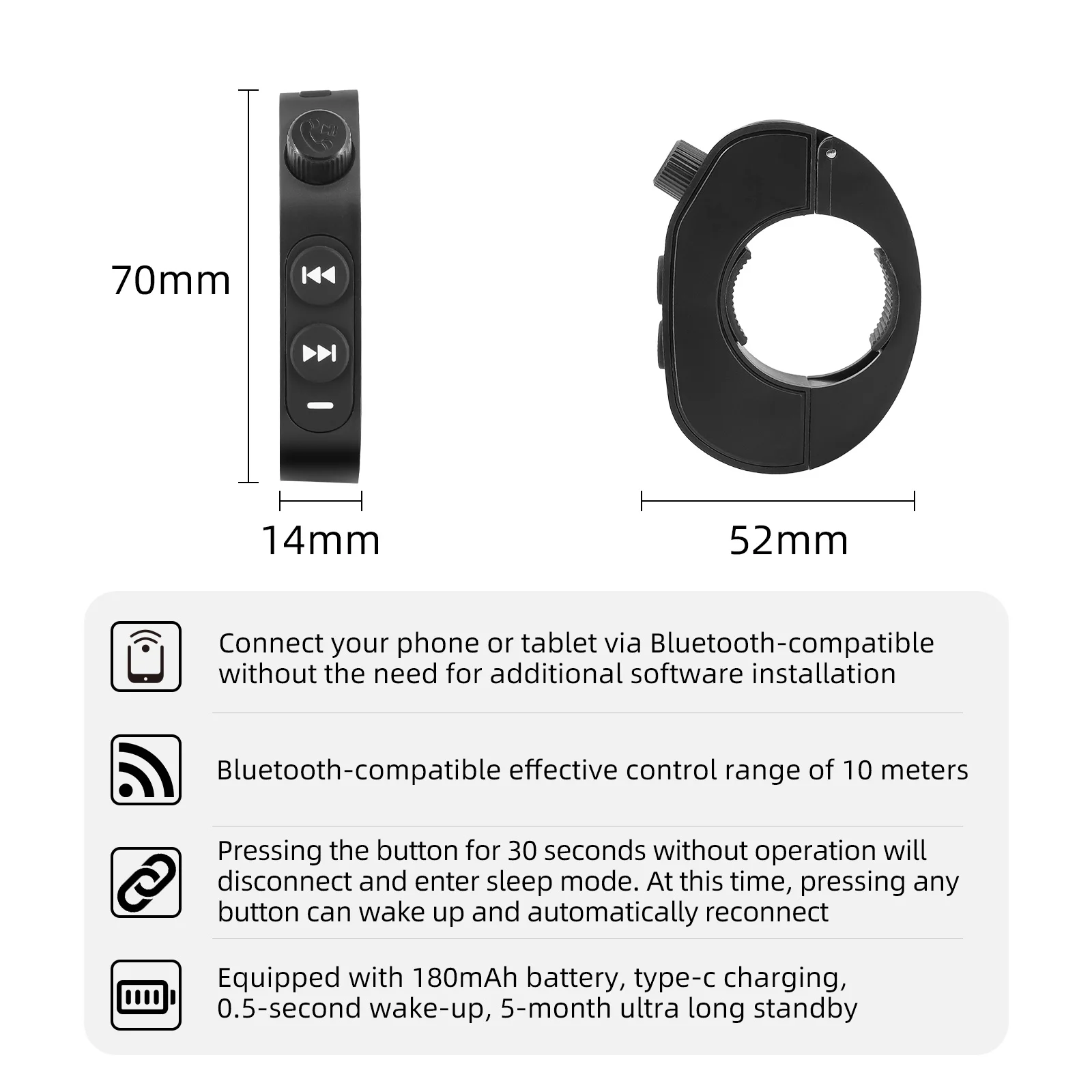 Smart Wireless Remote Control Bluetooth-compatible Steering Wheel Media Controll