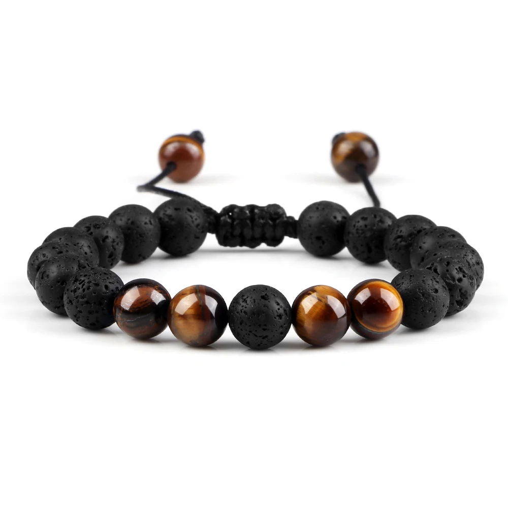 Stone Bead Bracelet Tiger Eye Stone Braided Bracelet Couple Distance Charm Yoga Jewelry Gifts