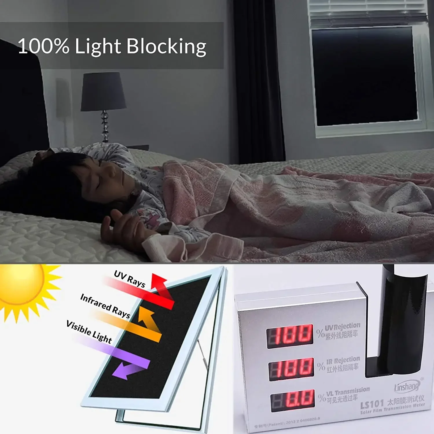 Window Film Window Privacy Film Blackout Sun Blocking Window Privacy Cover Glass Removable Opaque Room Darkening Cover