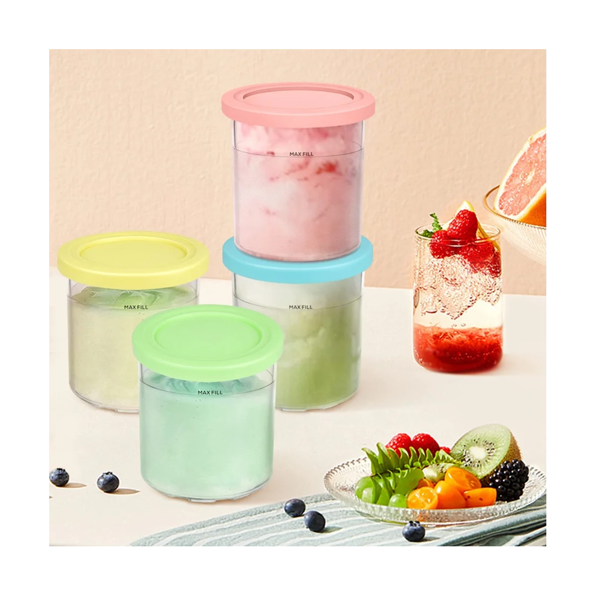 Ice Cream Pints Cup For Ninja For NC299AM C300s Series Reusable Ice Yogurt  Container Storage Jar With Sealing Lid Leak Proof - AliExpress