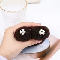 1 pièce Outil de coiffure pour chignon en éponge magique en forme de donut, pour tresses, bandeau, pour femmes, noir, brun 4