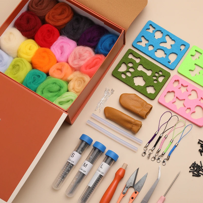 20 Color Needle Felting Kit Wool Felting Tools Handmade Felt Needle Set Wool Fabric Materials Accessories KRABALL needle felt kit needle felting wool wool felting needles wool felting kit