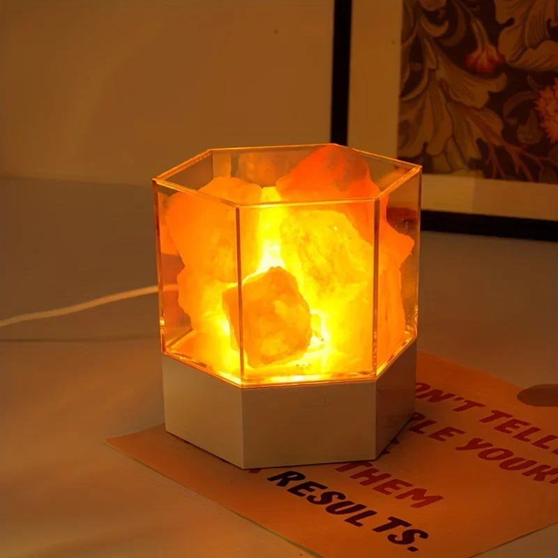 

Crystal Salt Lamp LED Natural Himalayan Rock Salt Night Lamp Table Lava Lamp USB Plug Meditation Home Bedroom Decoration Warm Li