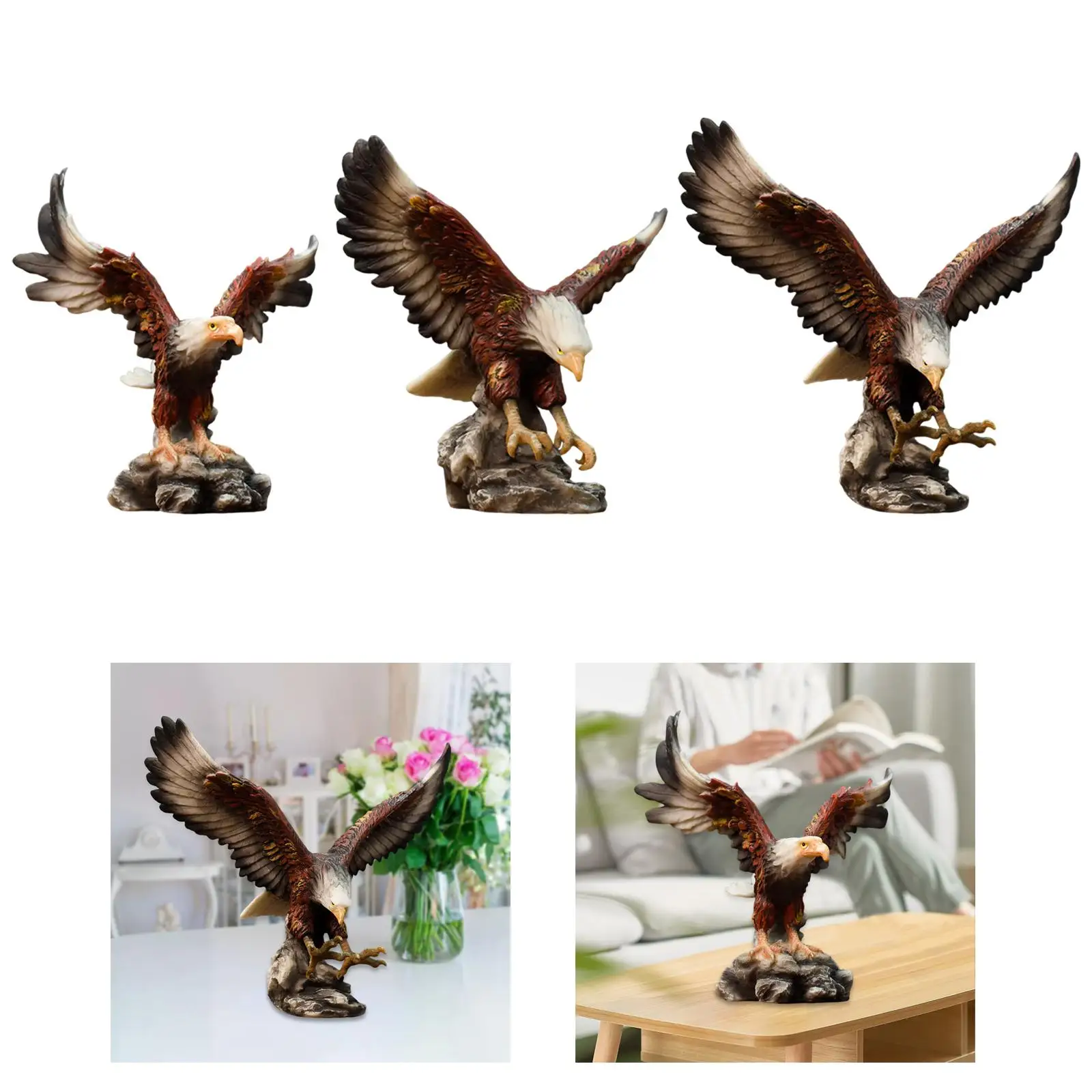 Modern Lucky Eagle Figurines Resin Statue Collectible Artwork Sculpture Crafts for Hallway Shelf Tabletop Bookcase Decoration