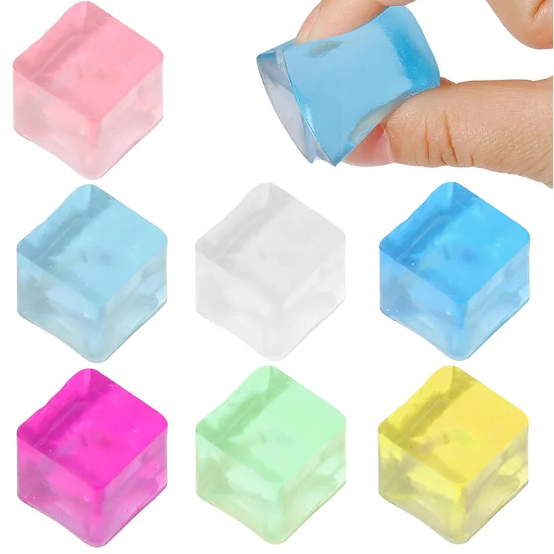 30PCS Squishy Mochi Ice Cube Square Toys For Kids Antistress Ball Party Favors Classroom Rewards Carnival Prizes Pinata Fillers