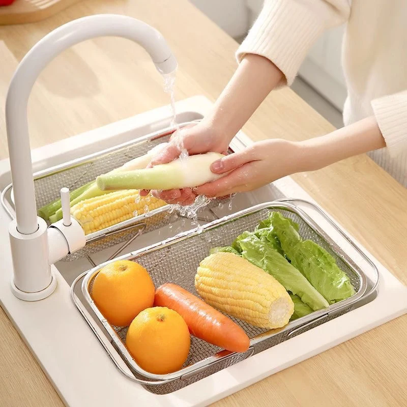 Stainless Steel Kitchen Sink, Telescopic Sink, Draining Rack, Multi-functional Tableware And Chopsticks Draining Rack