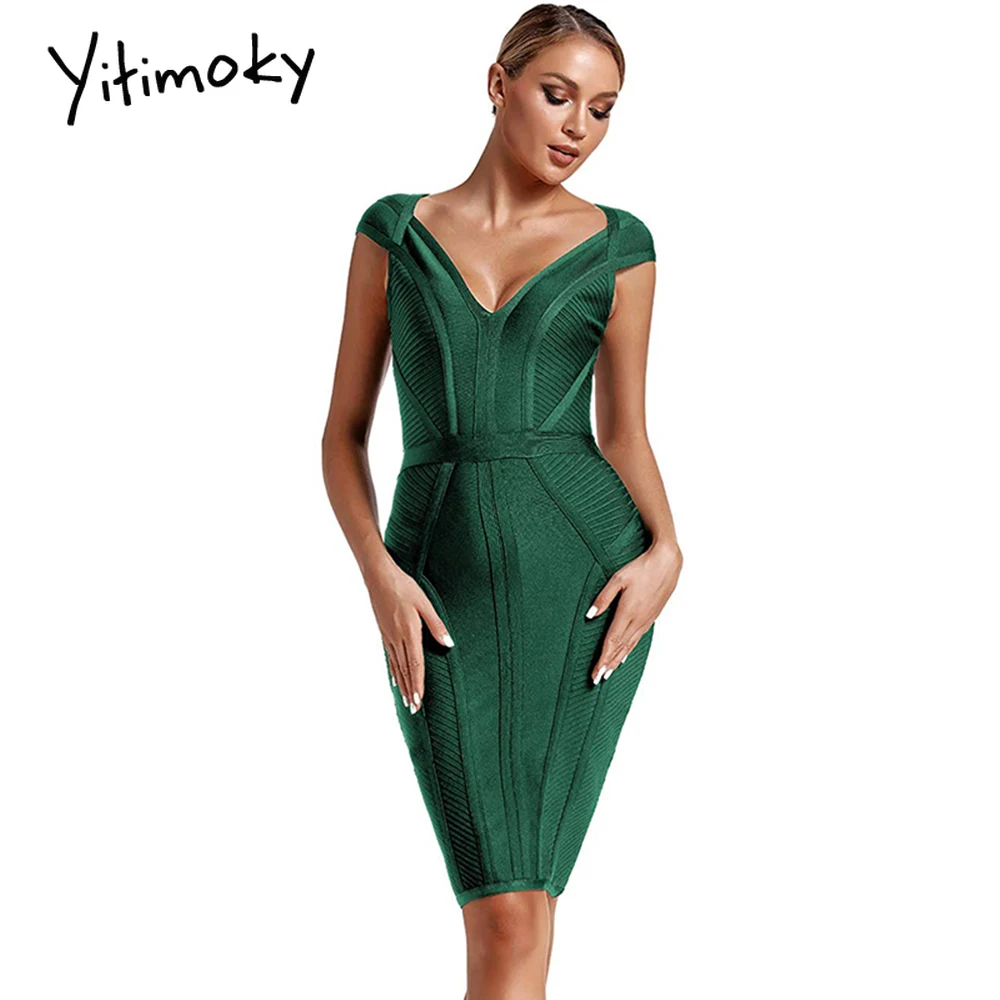 Women 2022 Summer Green Bodycon Dress 