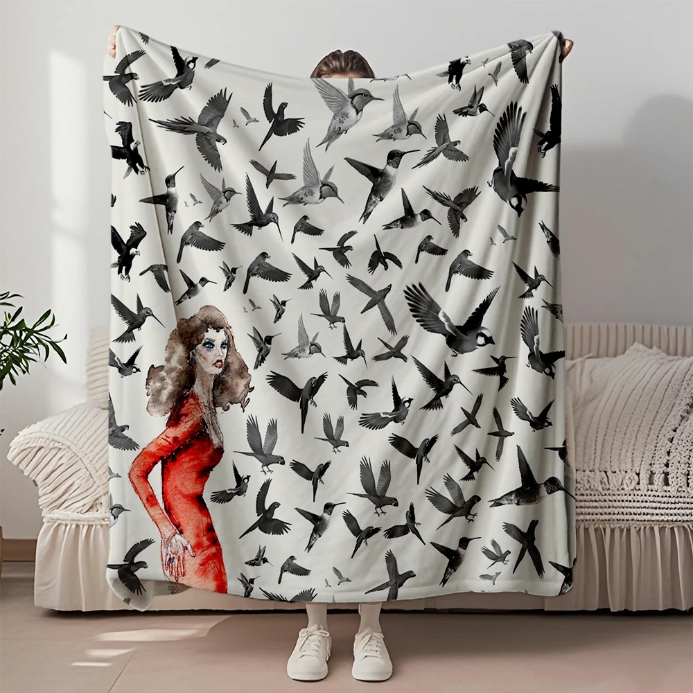 Spring/autumn European Classical Flannel Blanket Bees Reversible Blanket Coverlet Ultra-soft Touch Blankets For Newborns