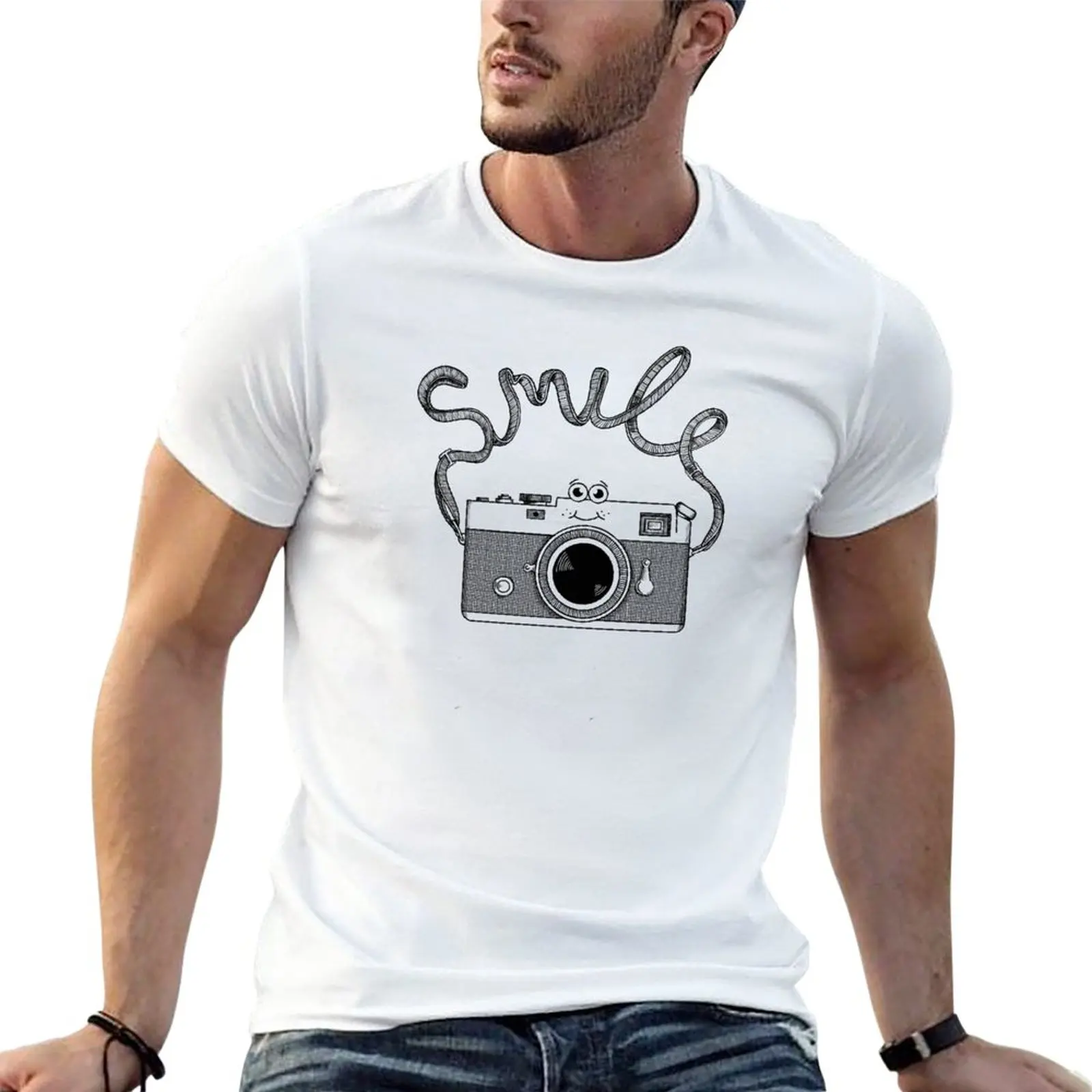 

Мужская Винтажная Футболка Smile, Приталенная футболка в винтажном стиле
