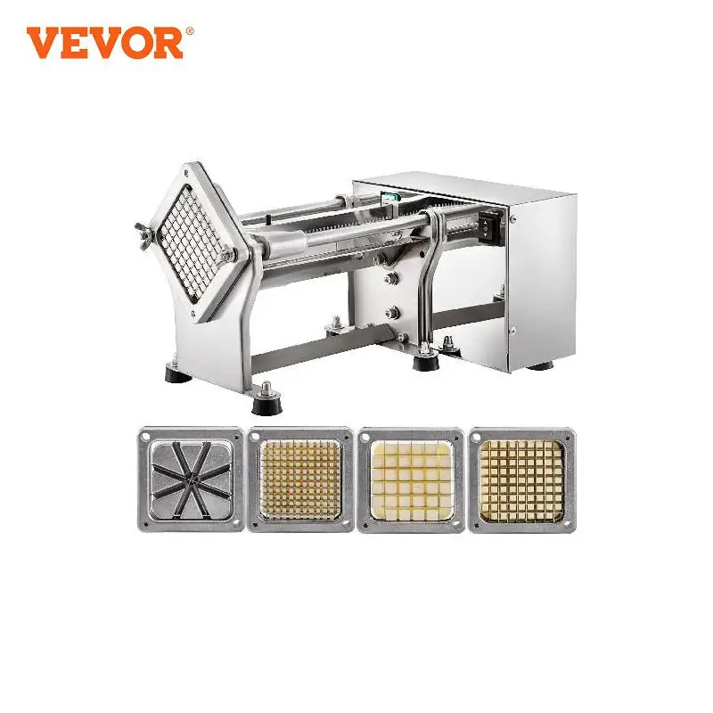 VEVOR Horizontal Electric French Fry Cutter with 6/9/13mm and 8-Wedge Blade 40W Stainless Steel Electric Potato Cutter for Home