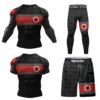 4 Pieces Cody Lundin Sportsuit Skeletal Print  jiu jitsu Grappling Rashguard Set Men Running Gym Tracksuit Compression MMA kits 4