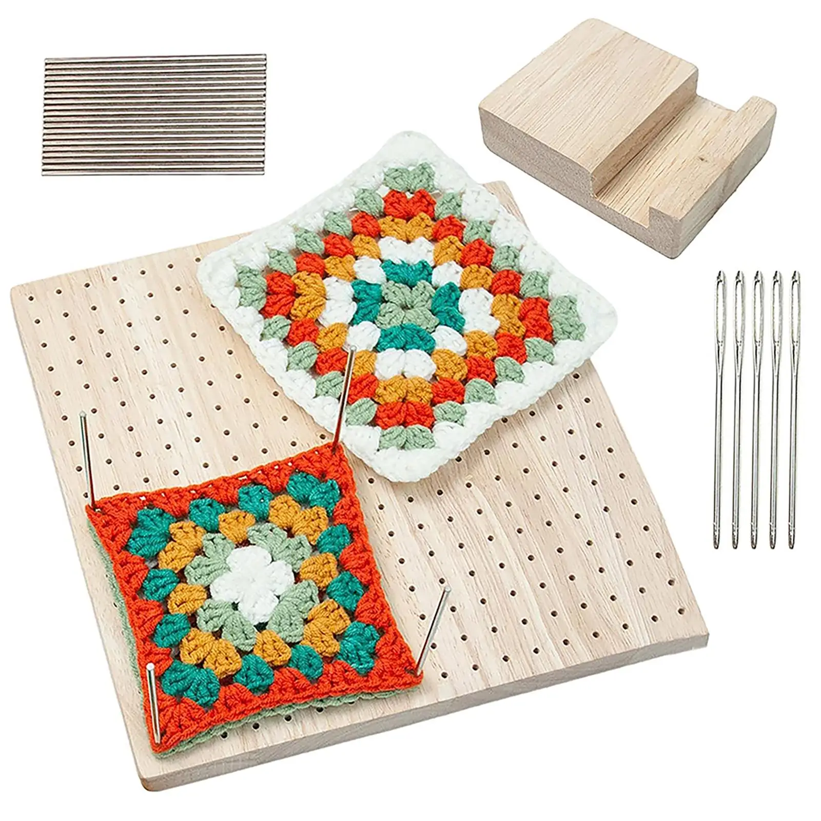 

Crochet Blocking Board And Pins Set Reusable Wooden Knitting Board Gridding Board Sewing Tools Knitting Tools 23.5cmx23.5cmx2cm