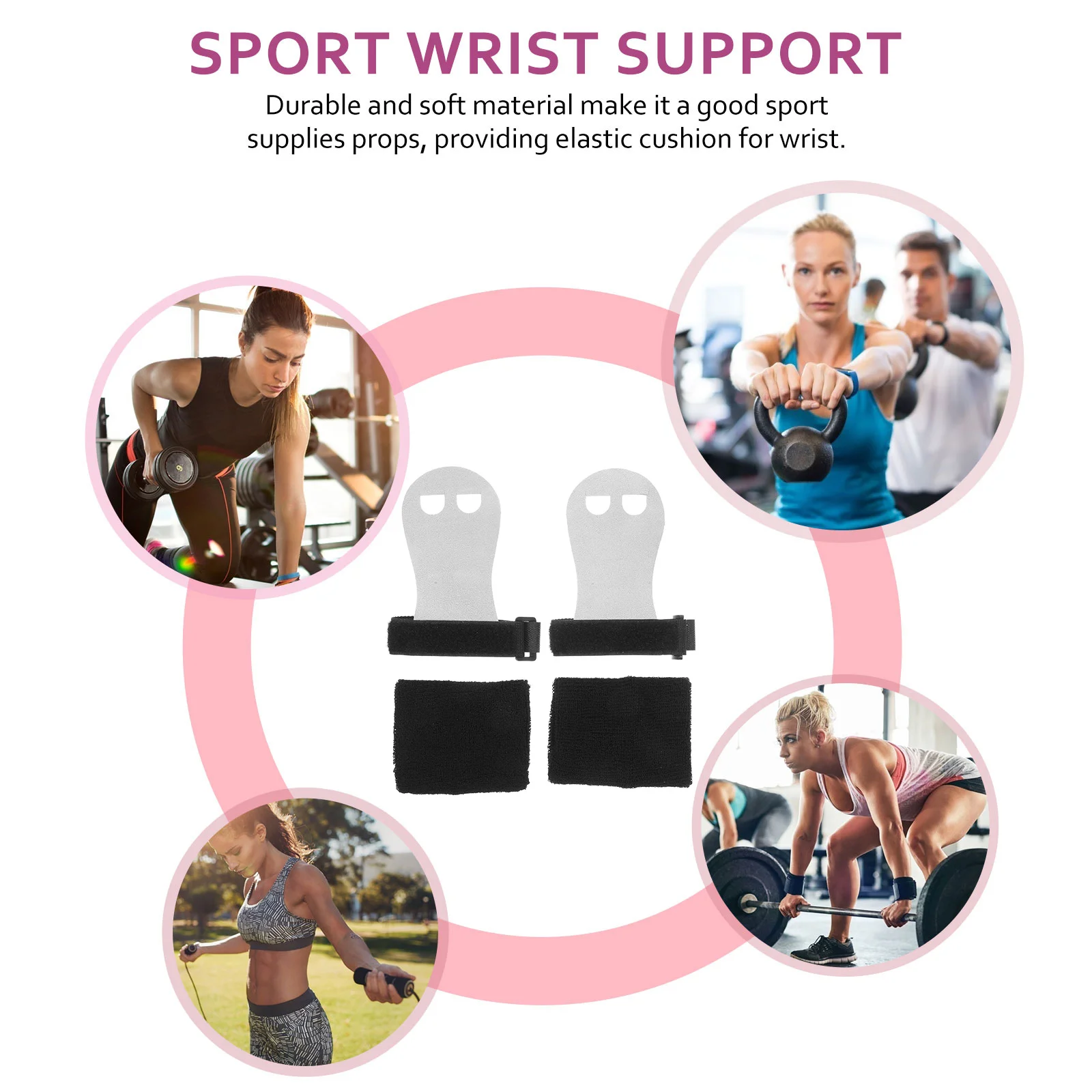 4Pcs Pink Gymnastics Grips Fitness Palm Wrist Support Set Weightlifting Straps Women Sports Barbell Adjustable Wristbands Kids