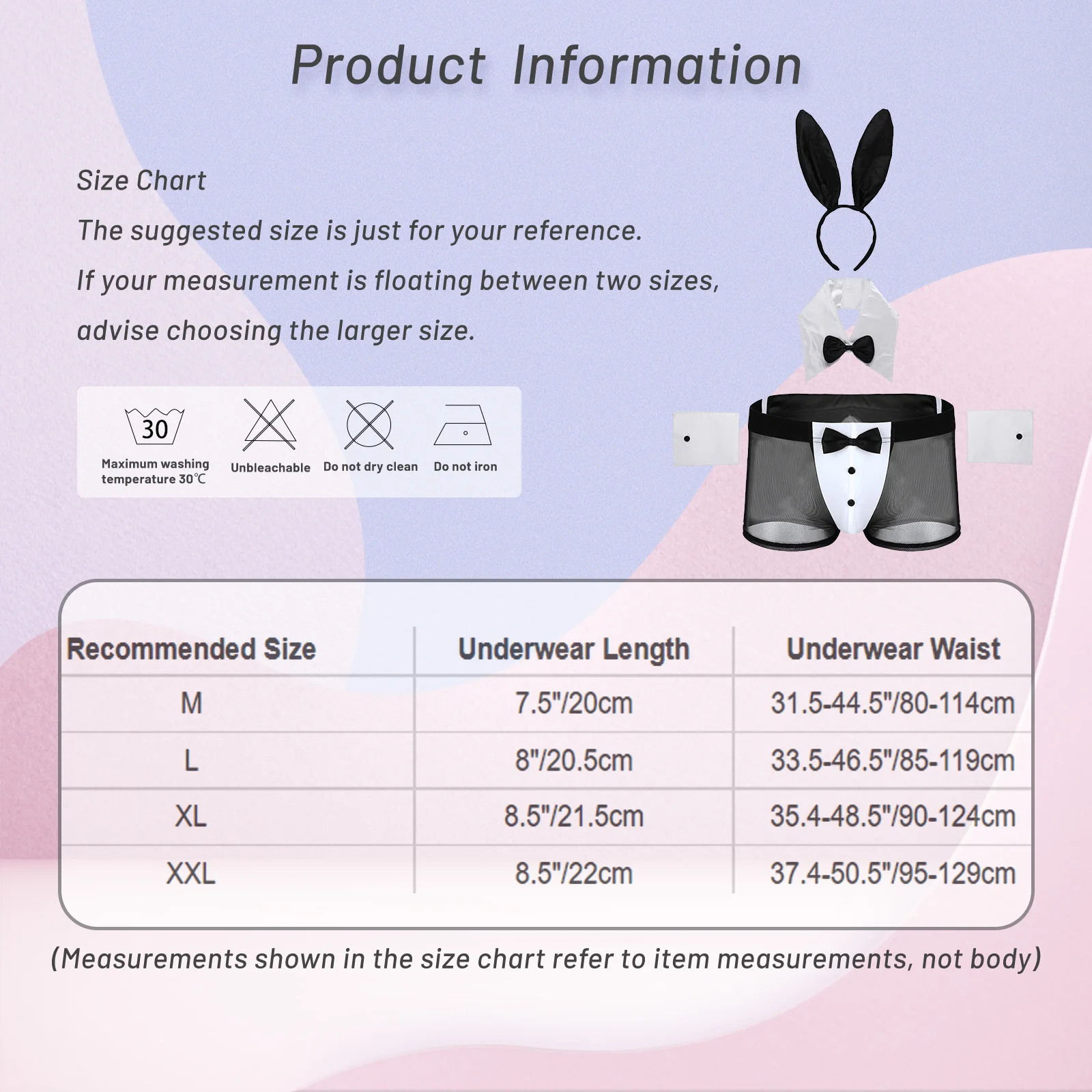 Bunny Role Play Sexy Gay Men Lingerie Set Adult Waiters Costume Rabbit Ears Boxer Briefs Underwear Headband Bowtie Collar Cuffs Men Costume Accessories