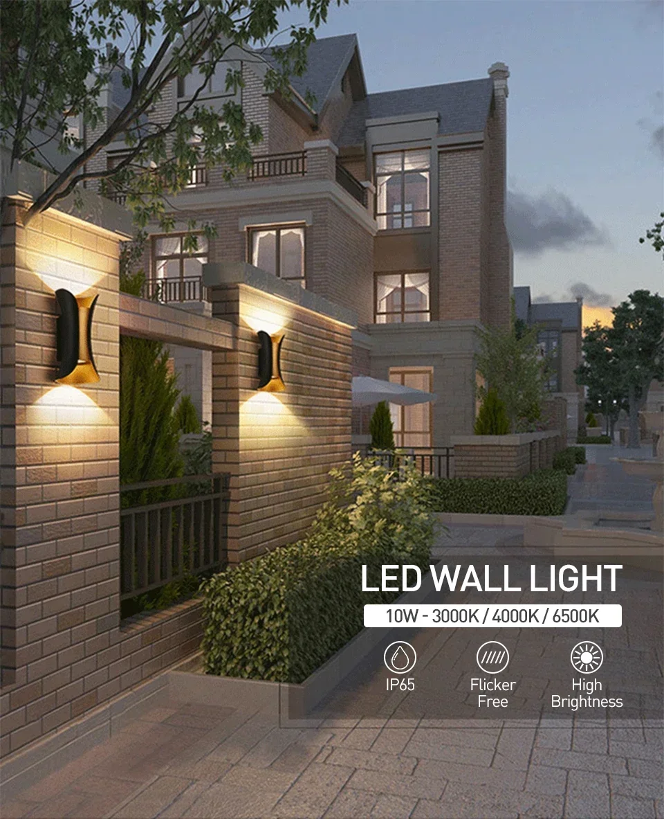 Description Picture 5 of itemUp and Down Aluminum Sconce Wall Light 10W LED Lamp For Aisle Balcony Courtyard Garden Outdoor Indoor Decoration Wall Lamp 6pa