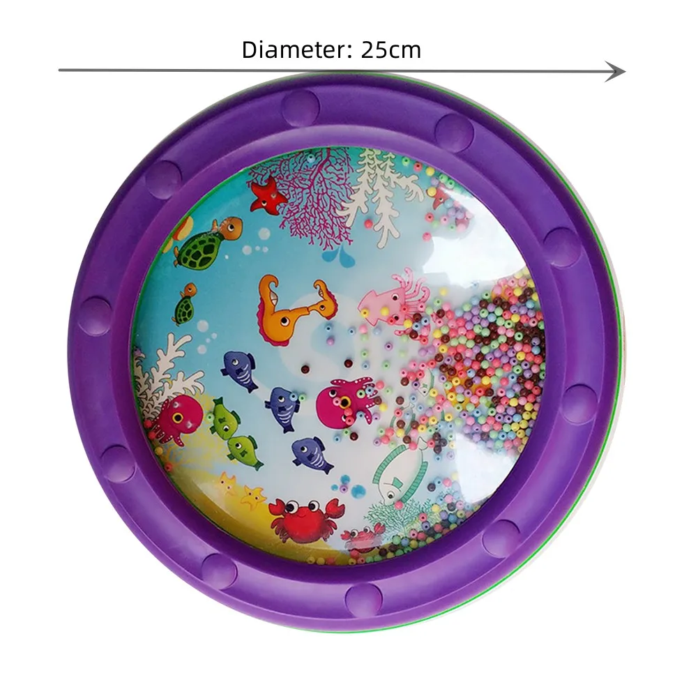 25cm Child Ocean Wave Bead Drum Gentle Sea Sound Musical Educational Toy Tool For Baby Early Learning Music Instrument Toys