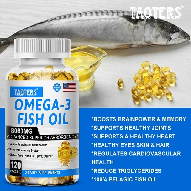 858-14da85.jpg Omega-3 Fish Oil Supplement - Rich in EPA+DHA, Lutein, Supports Heart, Brain & Joint Health, Antioxidant, 120 Capsules