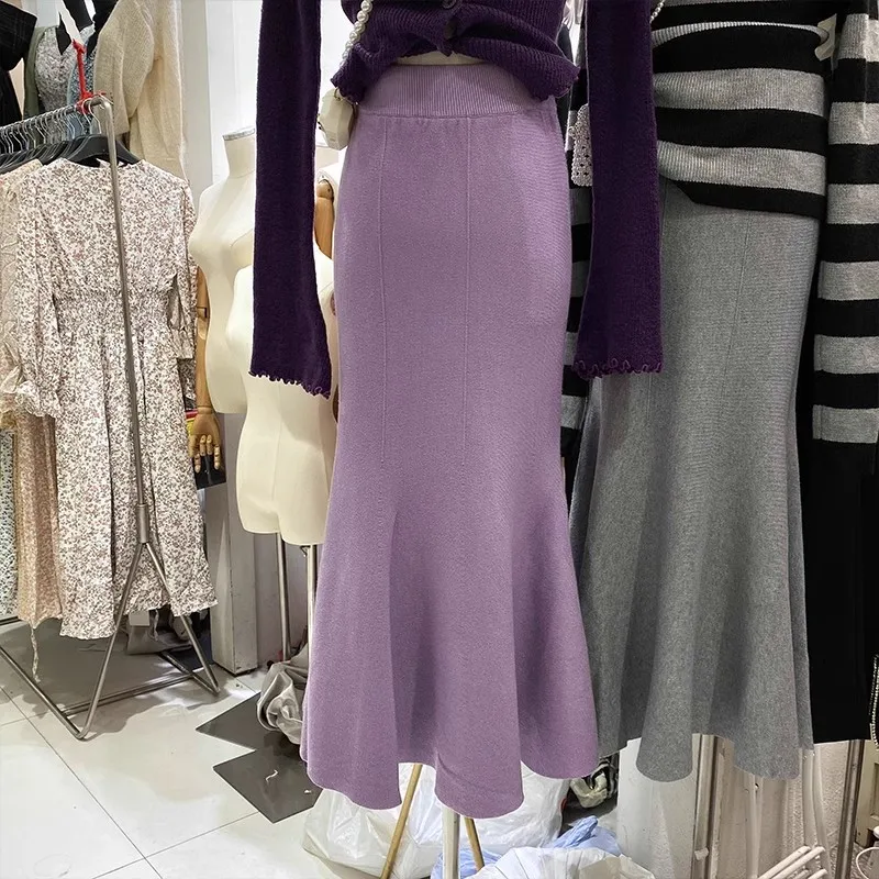 

Women Skirts French Elegant Fishtail Skirt New Korean High Waist Slim Gentle Temperament Bottom Simple Versatile Casual Wear
