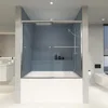 Shower Door, 60 in. W X 57 in. H, Double Sliding Bathroom Showers Doors, Clear Tempered Glass, Chrome Finish, Tub Shower Door 1