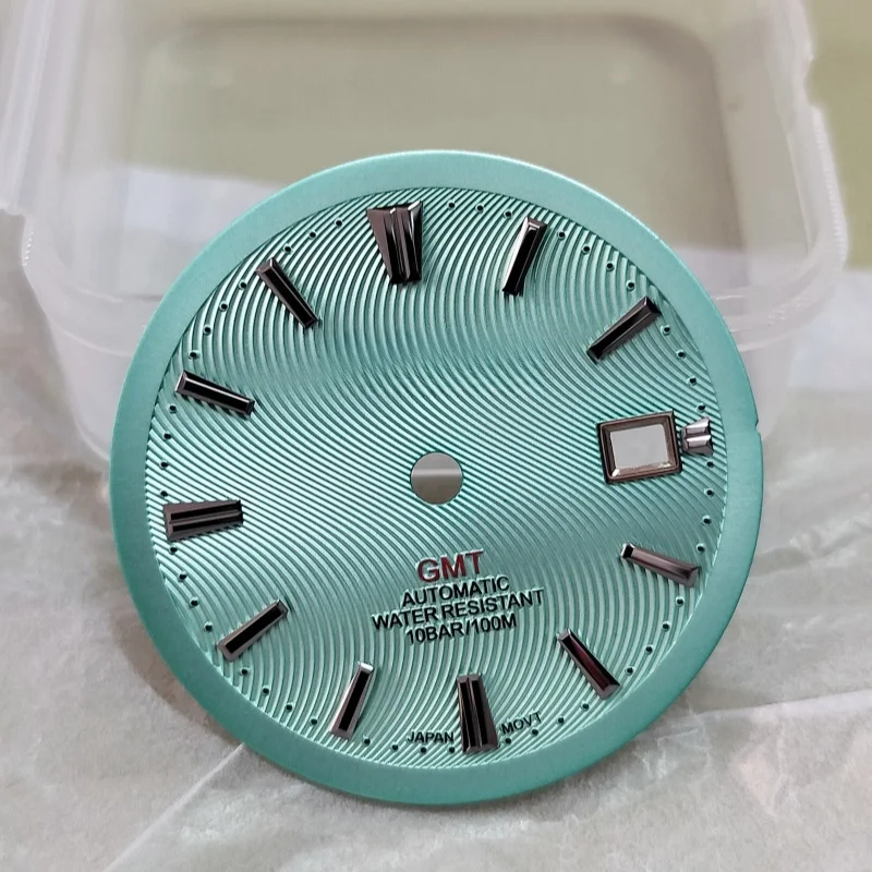 

Циферблат с волнистым рисунком 34 мм, синий, черный, белый, золотой, безсветящийся циферблат GMT, подходит для часов NH34/NH35, аксессуары для часов