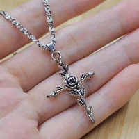 1pcs Vintage Punk Cross Jesus Fish Christian God Pendant Necklace 45cm Stainless Steel Chain Fashion Jewelry Wholesale Sales - Image 6