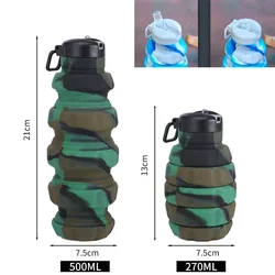 Compact Foldable Silicone Water Bottle - BPA-Free, Reusable, and Portable (500ML-F)
