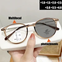 Smart Photochromic Reading Glasses Unisex Round Progressive Multifocal Presbyopia Eyeglasses Finished Near Far Bifocal Eyewear 1