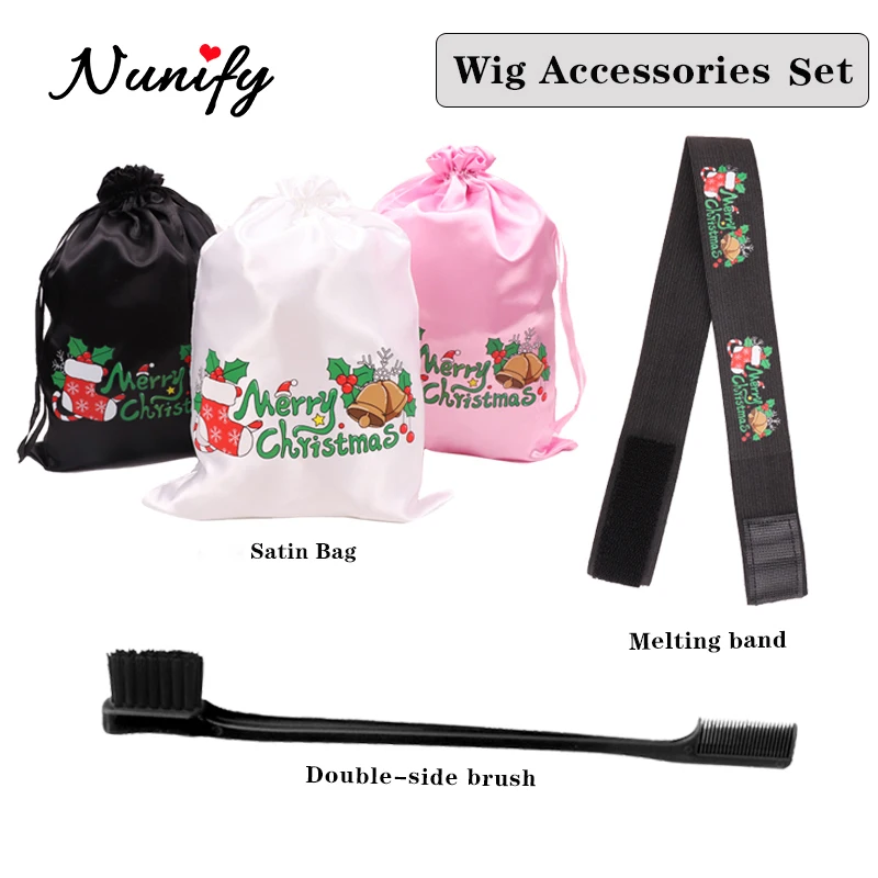 

Christmas Lace Front Wig Band For Edge Control & Silk Stain Hair Packaging Storage Bags & Double Side Edge Brush Comb 30Pcs/Lots