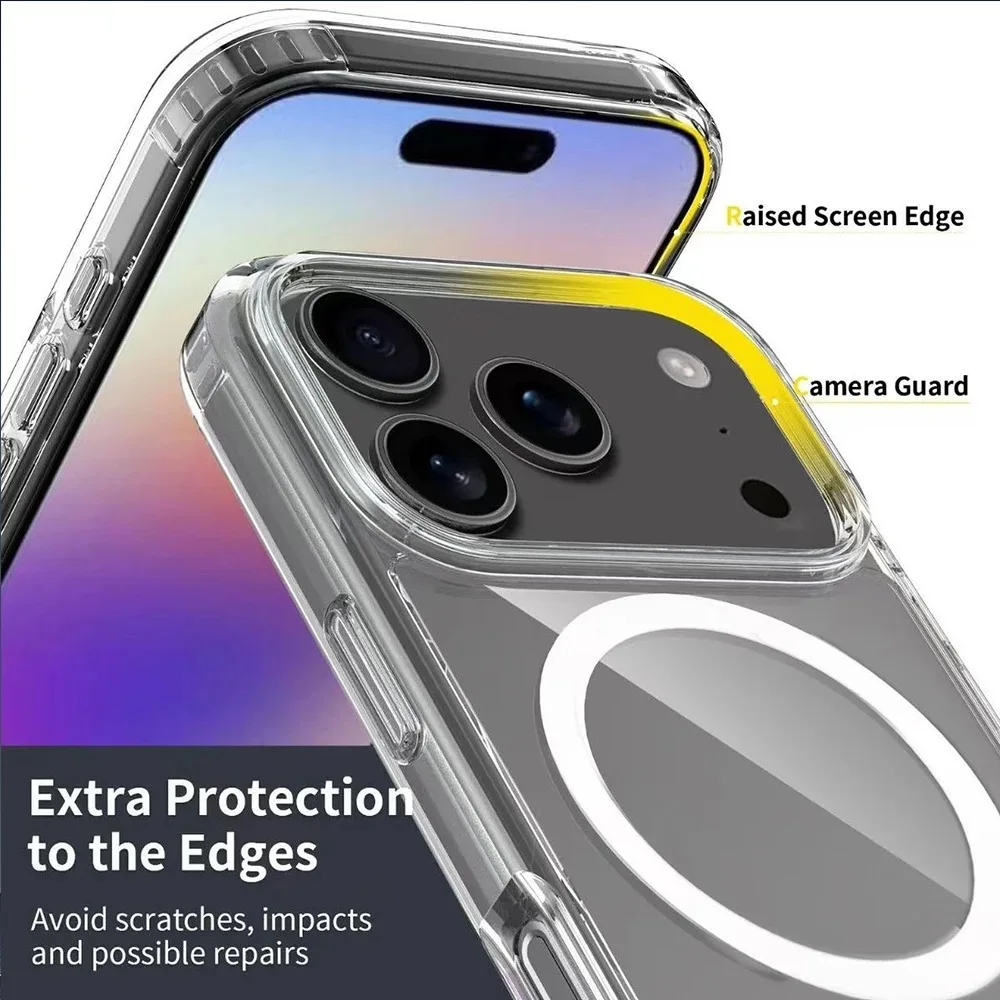 Magnetic Protection Shockproof Transparent Phone Case with MagSafe Compatibility